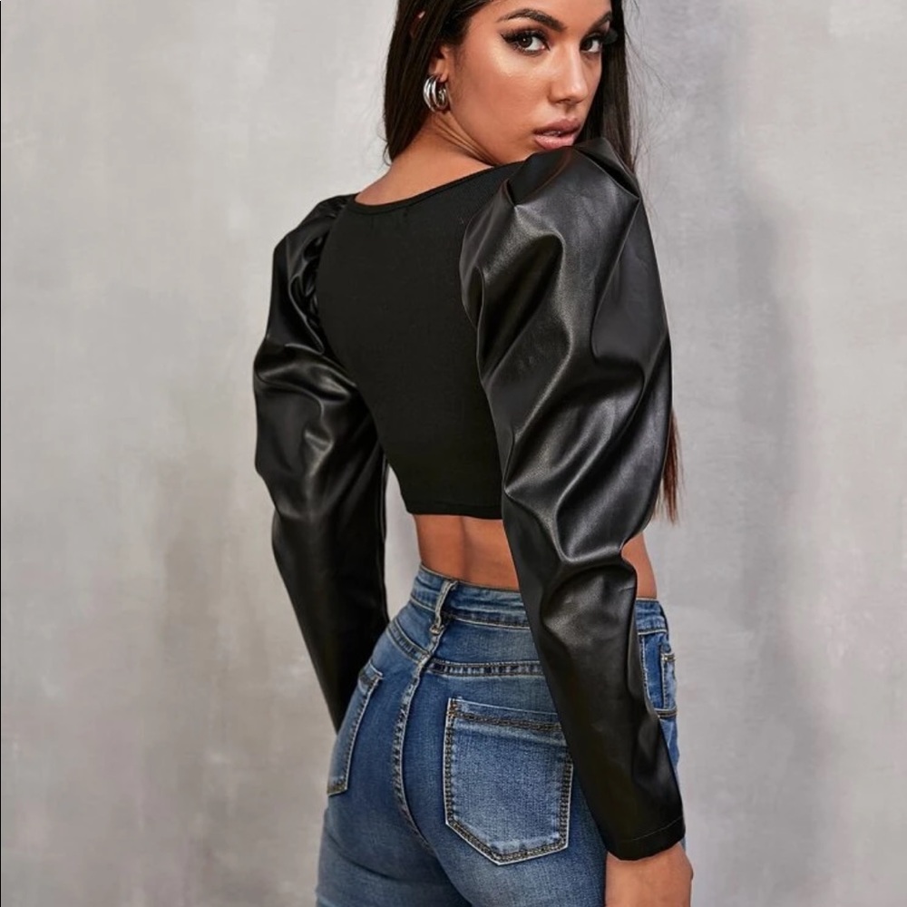 New black leather zara look alike top